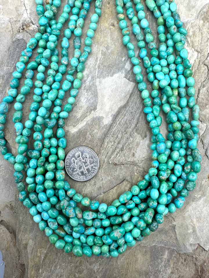 Emerald Valley (NV) Turquoise,3-5mm Rounded Nuggets 16 Inch