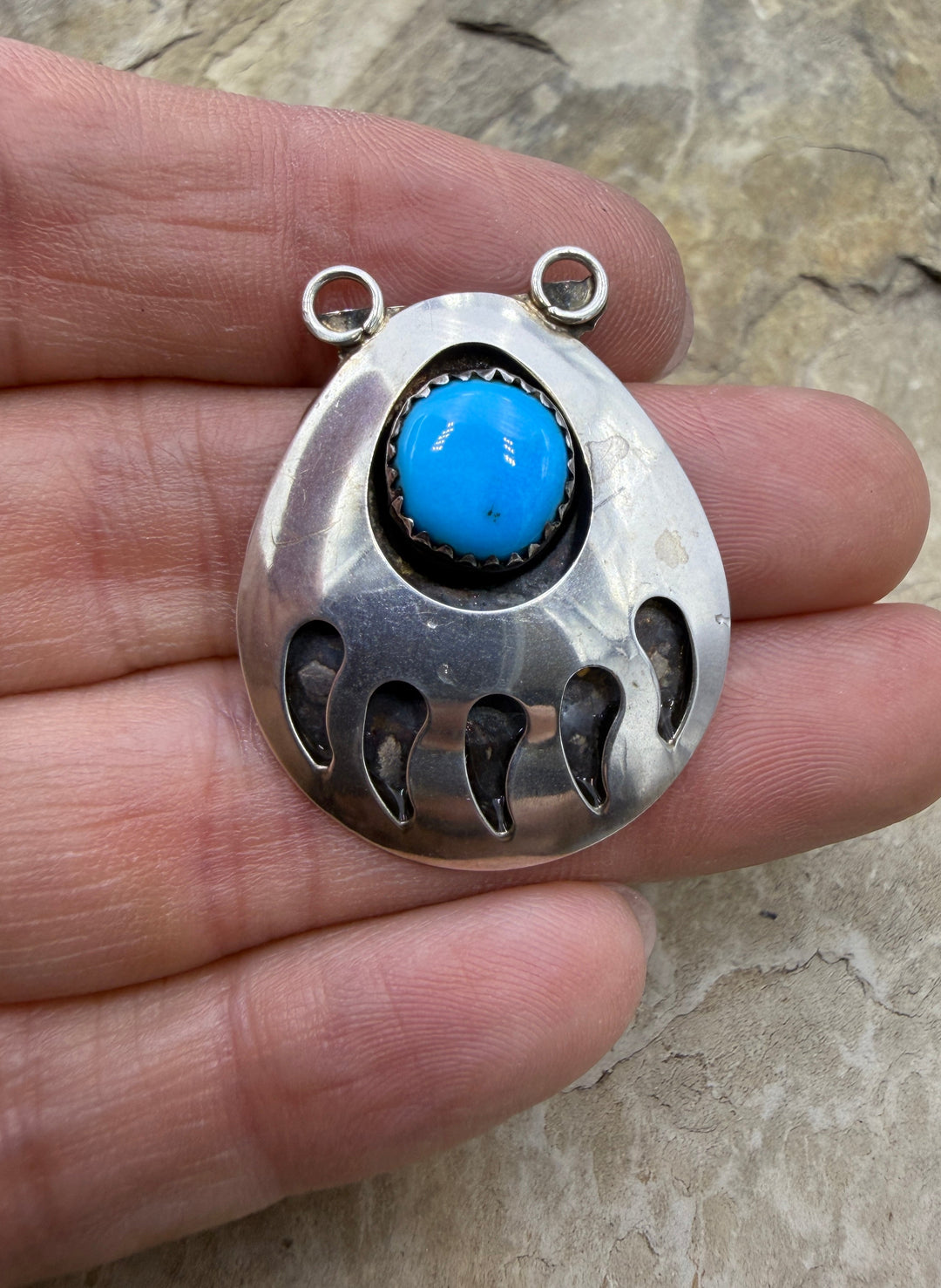 Estate Sterling Silver and American Turquoise Shadow Box