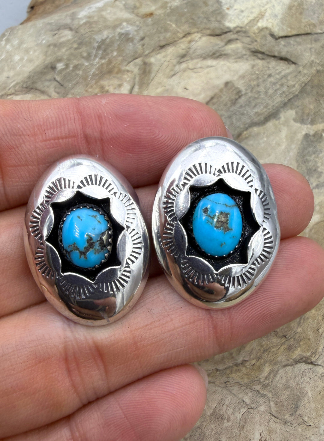 Estate Sterling Silver and American Turquoise Shadow Box