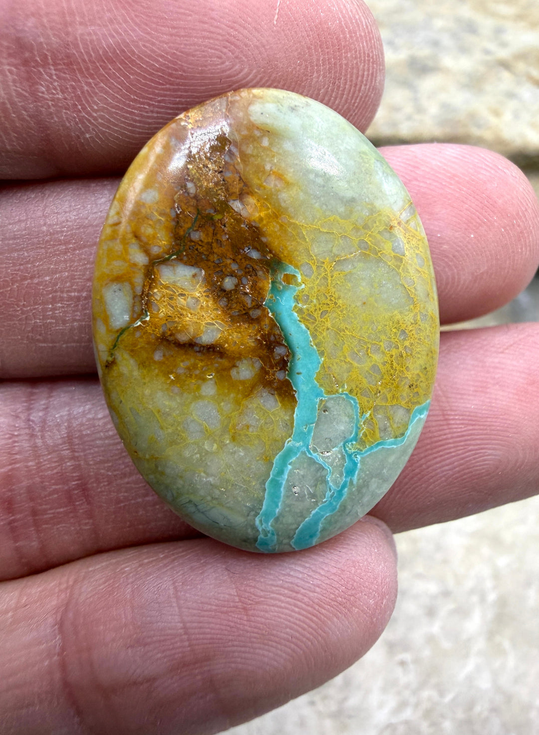 RARE Royston Ribbon Turquoise (NV) 22x30mm Oval Focal Bead