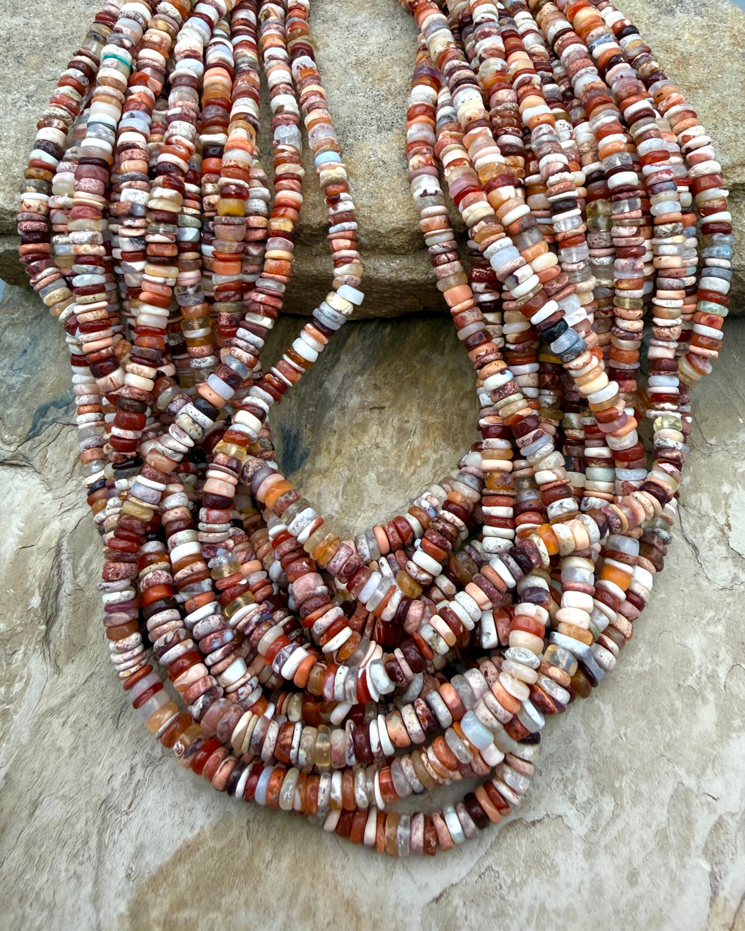 Fire Opal (Mexico) 5.5mm Rustic Heishi Beads 16 Inch Strand
