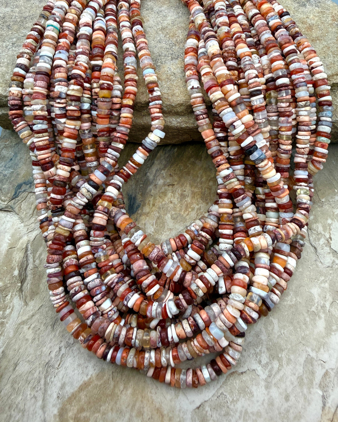 Fire Opal (Mexico) 5.5mm Rustic Heishi Beads 16 Inch Strand