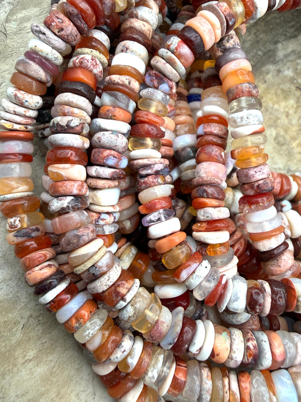 Fire Opal (Mexico) 5.5mm Rustic Heishi Beads 16 Inch Strand
