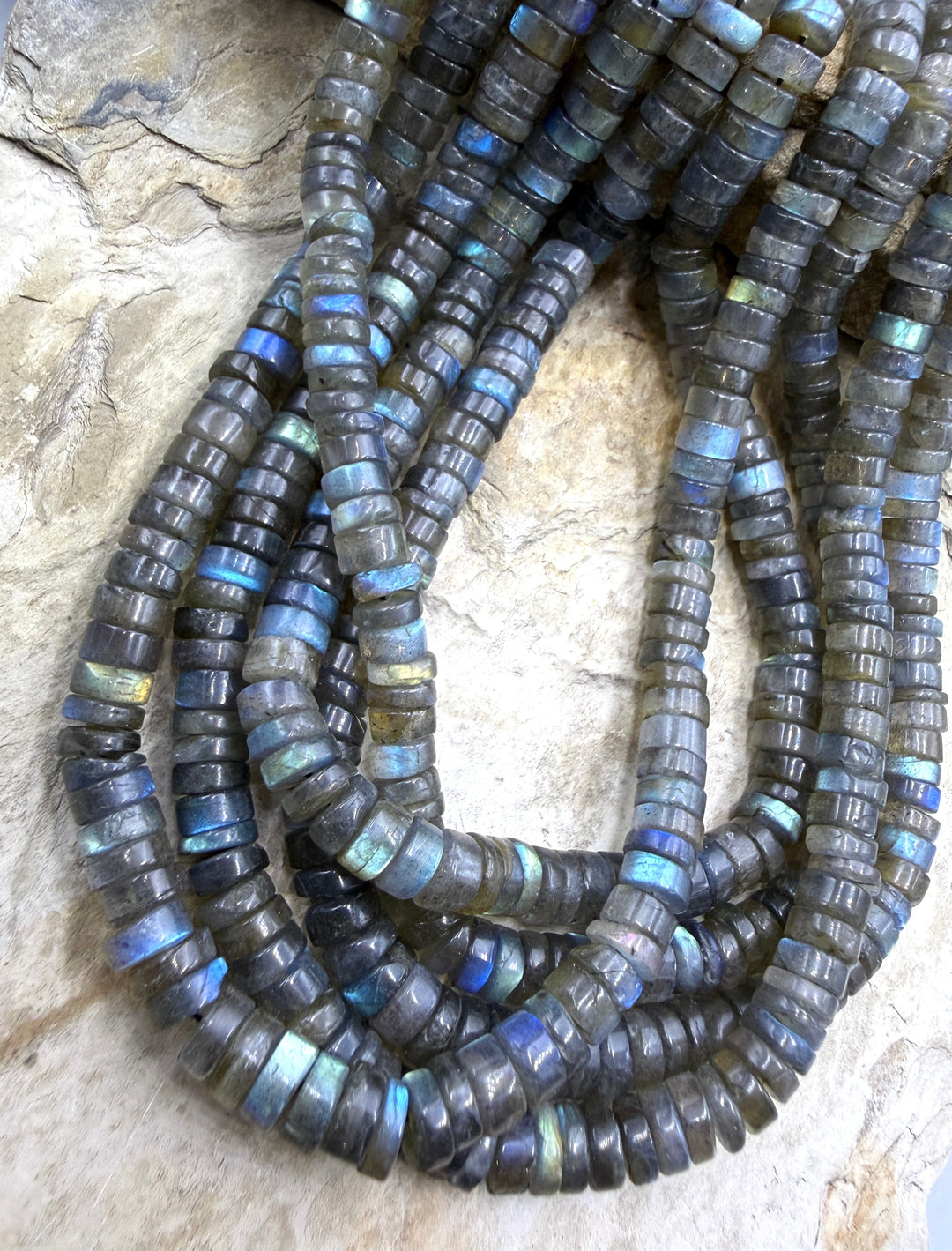 Flashy Labradorite 7mm Heishi 16 inch strand - Labradorite