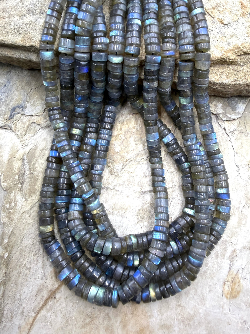 Flashy Labradorite 7mm Heishi 16 inch strand - Labradorite