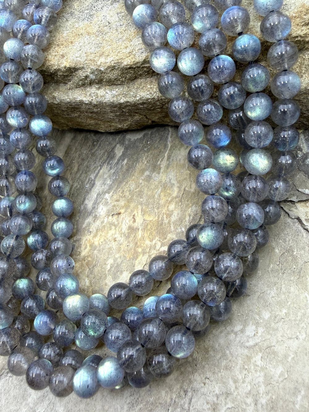 Flashy Labradorite 7mm Round Beads 16 Inch Strand/60-62