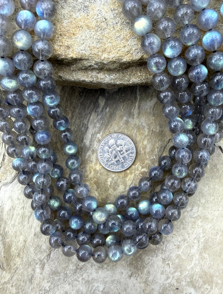 Flashy Labradorite 7mm Round Beads 16 Inch Strand/60-62