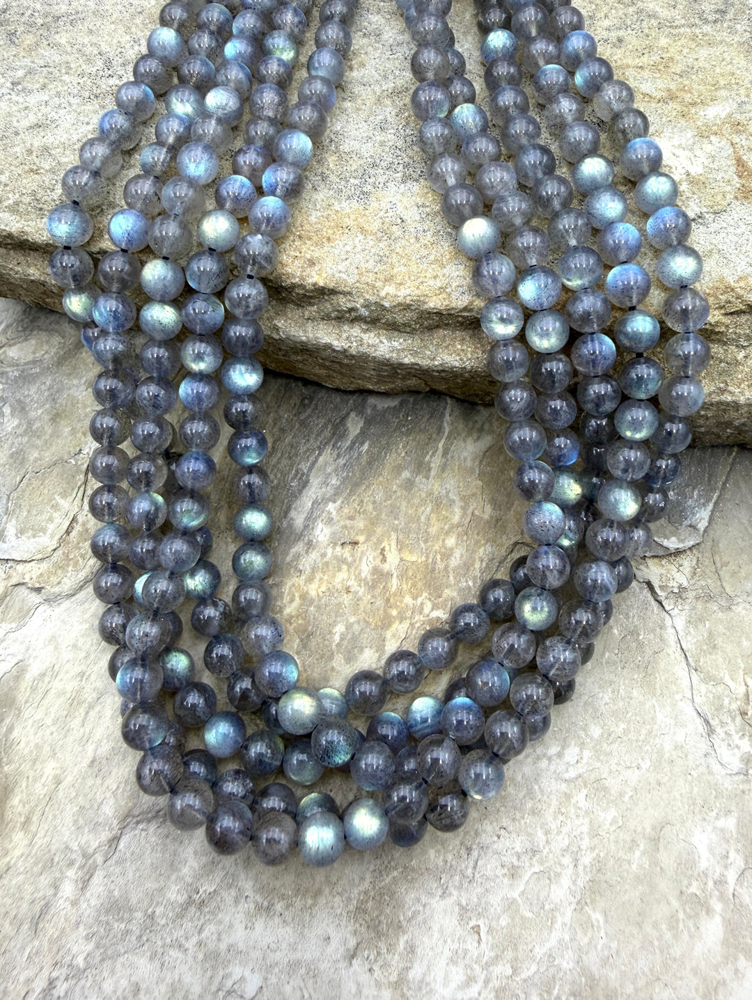 Flashy Labradorite 7mm Round Beads 16 Inch Strand/60-62