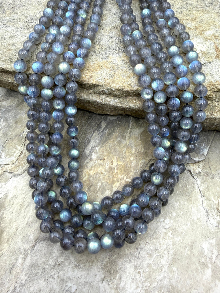 Flashy Labradorite 7mm Round Beads 16 Inch Strand/60-62