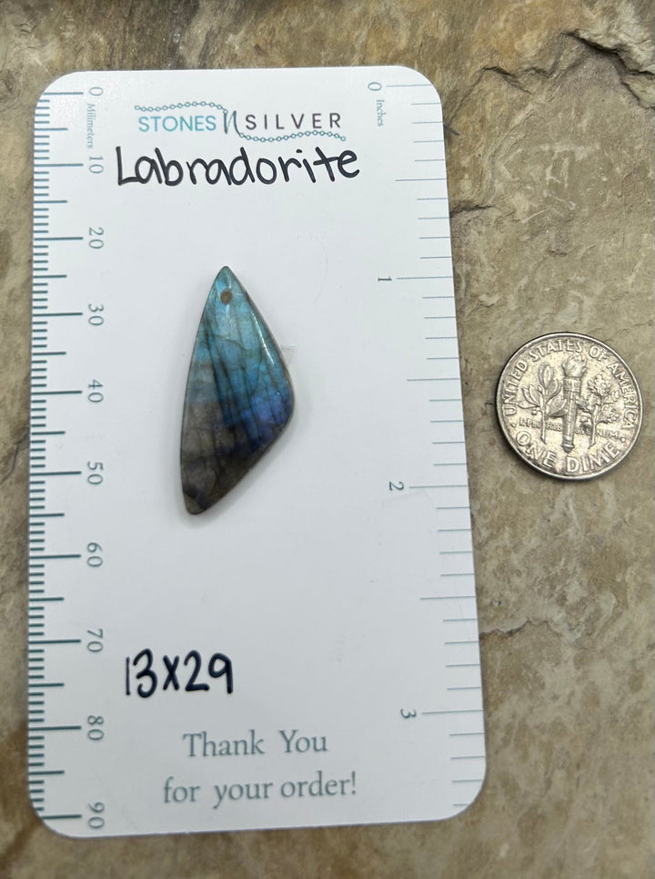 Flashy Labradorite Focal Pendant Bead 13x29mm - Labradorite