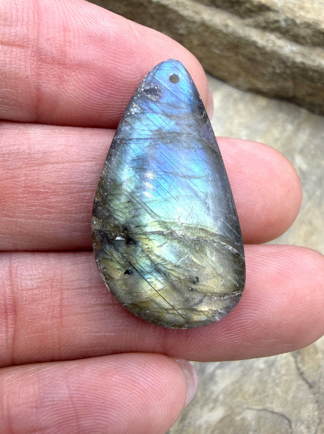 Flashy Labradorite Focal Pendant Bead 17x33mm - Labradorite