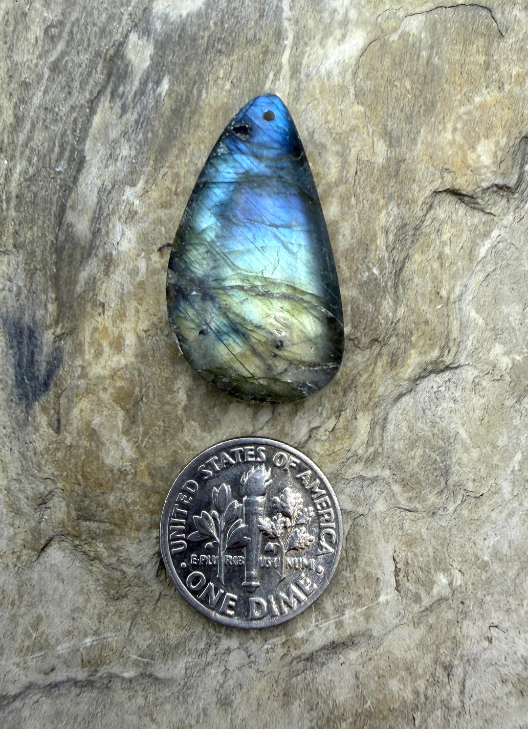 Flashy Labradorite Focal Pendant Bead 17x33mm - Labradorite