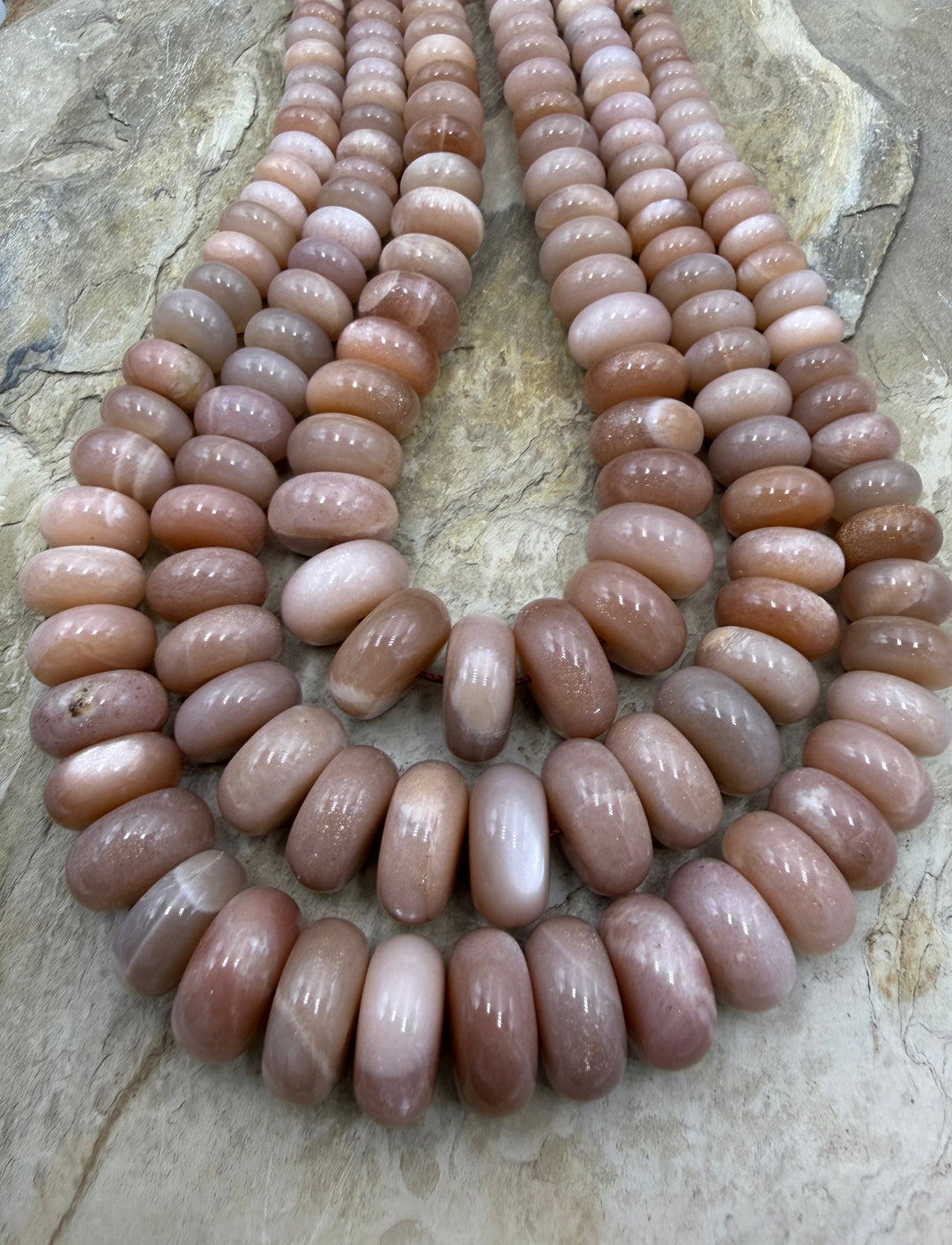 Flashy Peach Moonstone BIG 8-18mm Rondelle Beads ONE 18