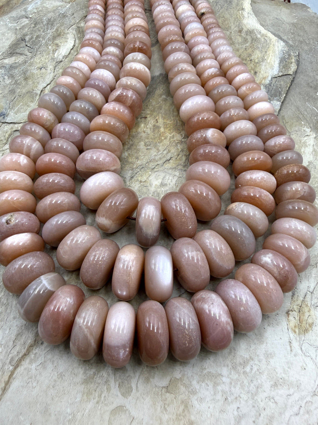 Flashy Peach Moonstone BIG 8-18mm Rondelle Beads ONE 18