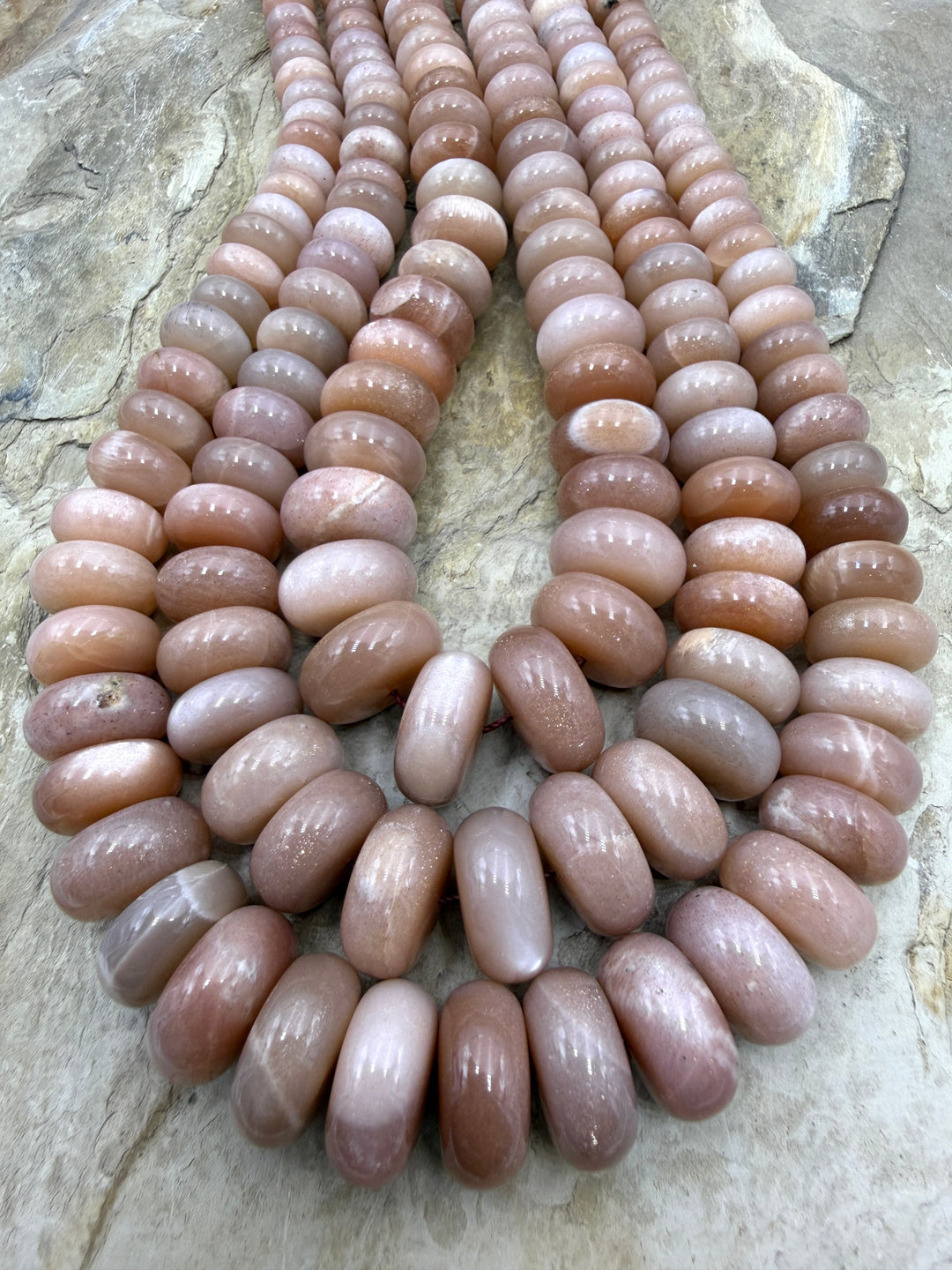 Flashy Peach Moonstone BIG 8-18mm Rondelle Beads ONE 18