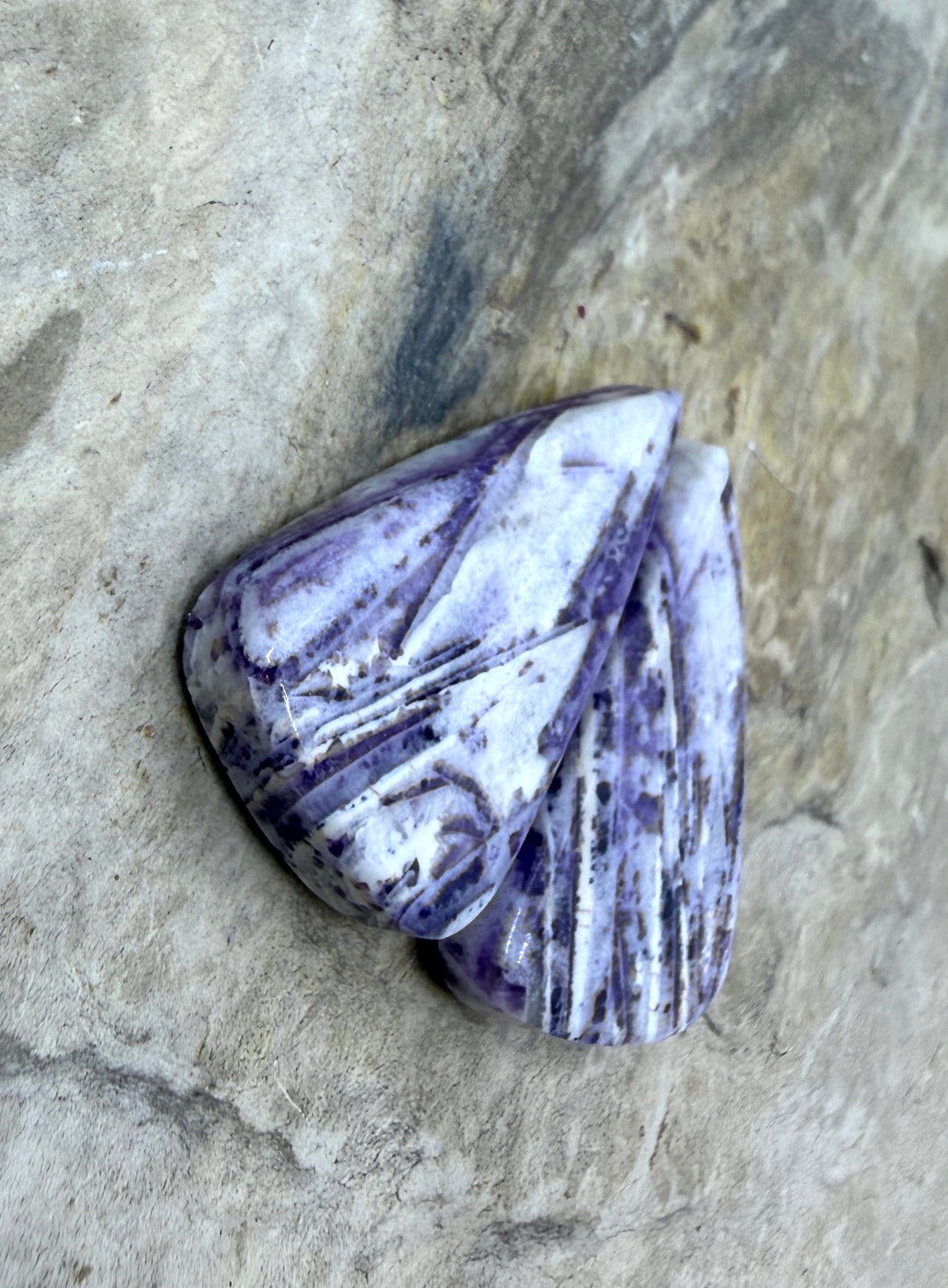 Fluorite in Quartz Designer Cabochon Matched Pair 17x27x4mm