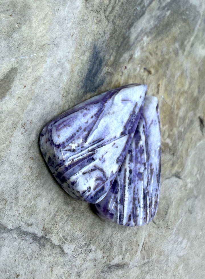 Fluorite in Quartz Designer Cabochon Matched Pair 17x27x4mm