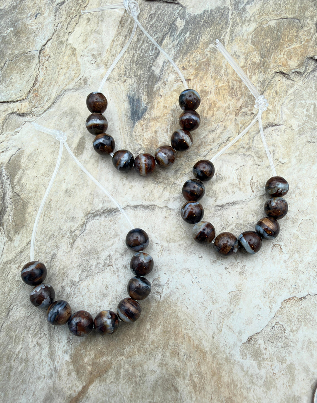 Fossilized Woolly Mammoth Molar Round Beads 6mm Set of 9