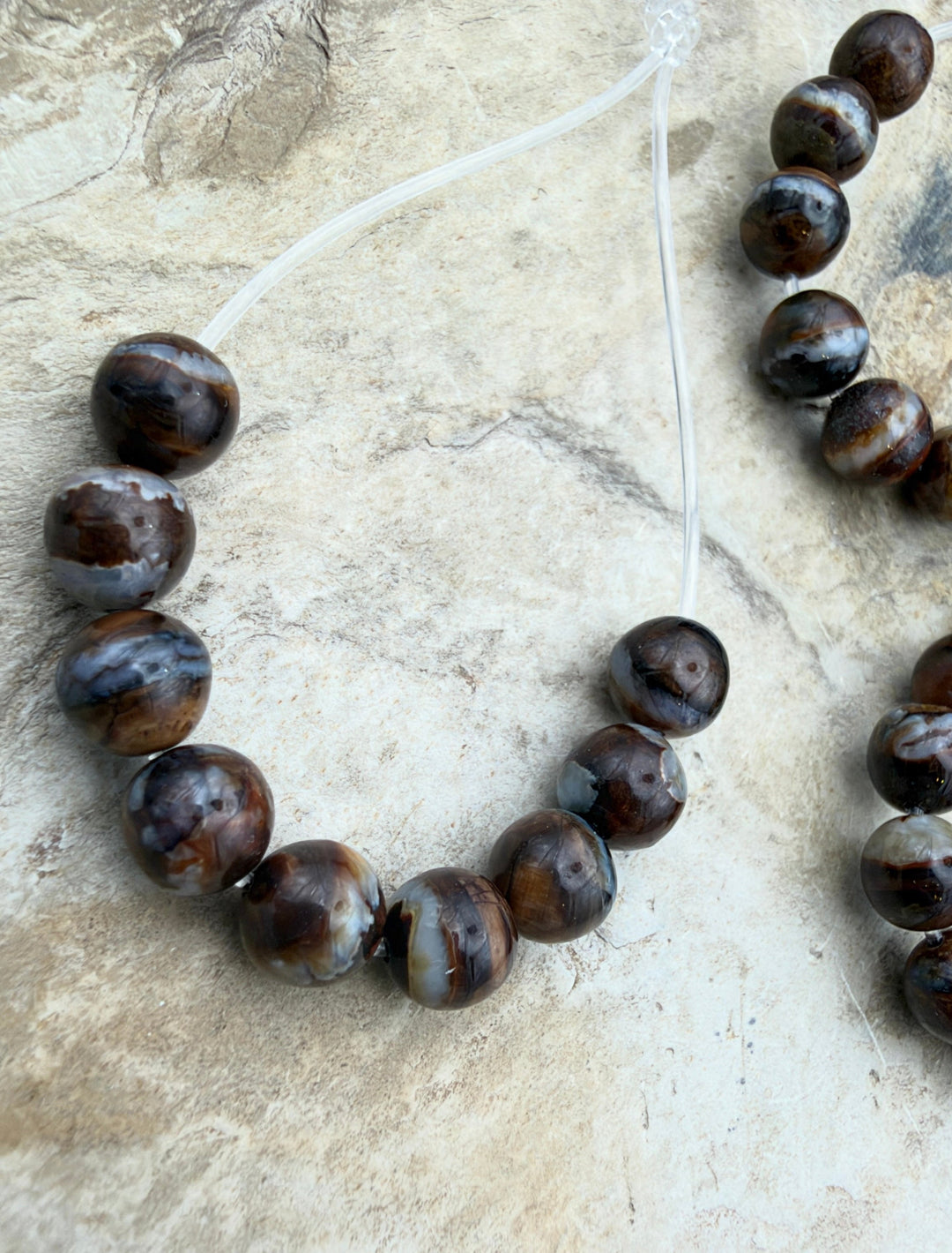 Fossilized Woolly Mammoth Molar Round Beads 6mm Set of 9