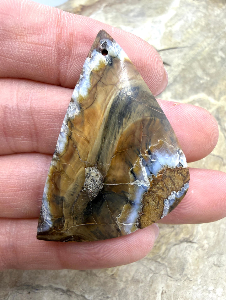 Fossilized Woolly Mammoth Tooth Focal Pendant Bead 29x45mm