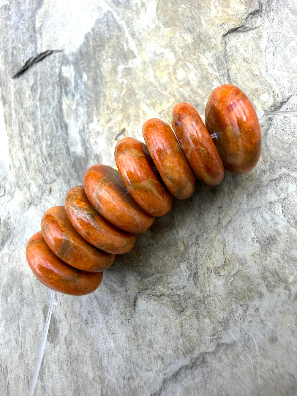 FRIDAY BARGAIN Apple Coral Wheel Beads 14mm 8 Beads - Coral