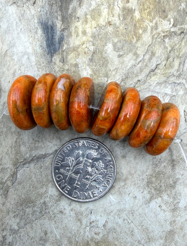 FRIDAY BARGAIN Apple Coral Wheel Beads 14mm 8 Beads - Coral