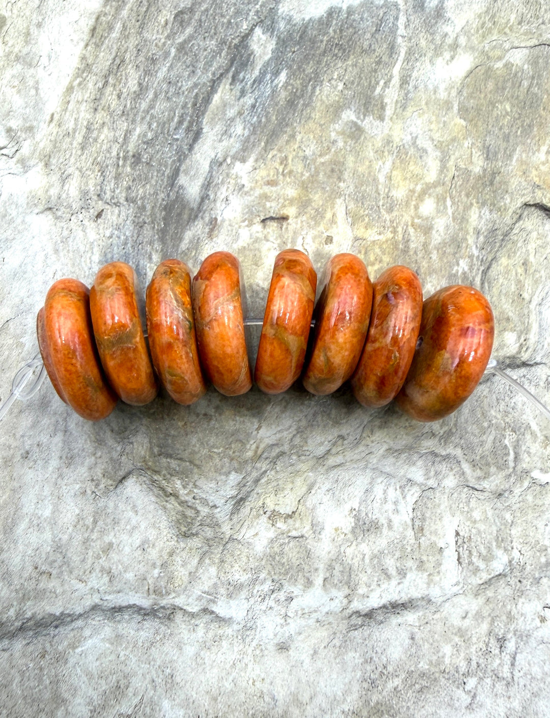 FRIDAY BARGAIN Apple Coral Wheel Beads 14mm 8 Beads - Coral