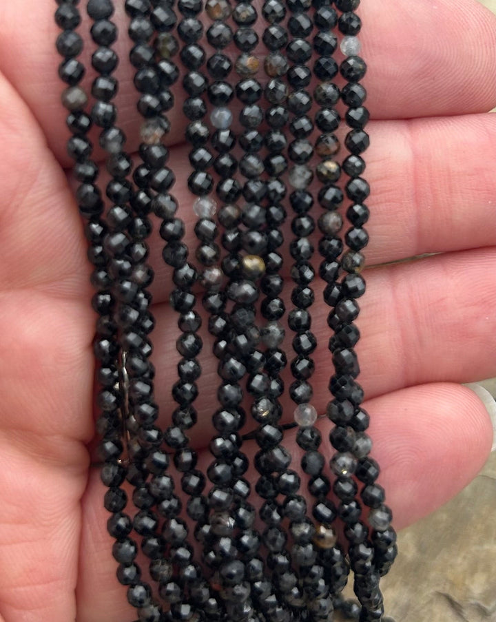 FRIDAY BARGAIN Black Tourmaline Micro Faceted Round Beads