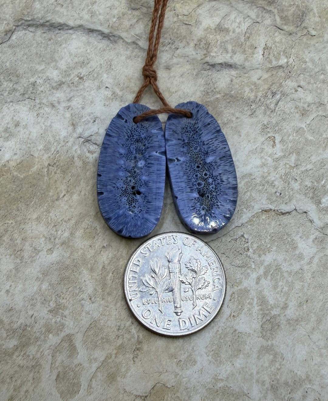 FRIDAY BARGAIN Blue Sponge Coral Matching Earring Slab Bead