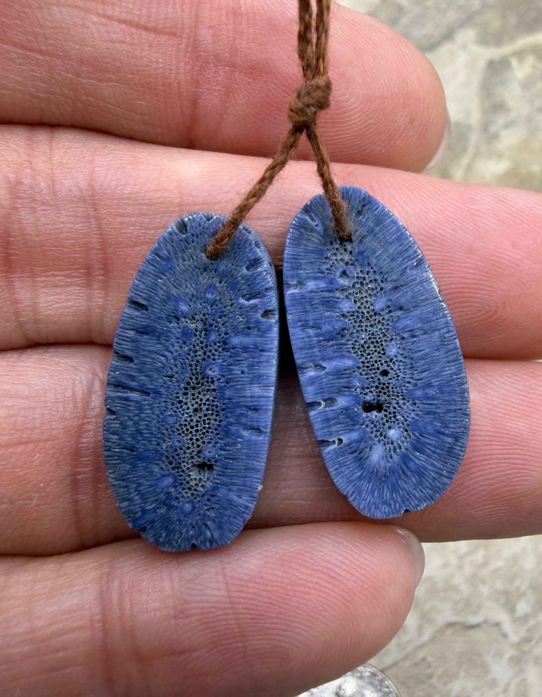 FRIDAY BARGAIN Blue Sponge Coral Matching Earring Slab Bead