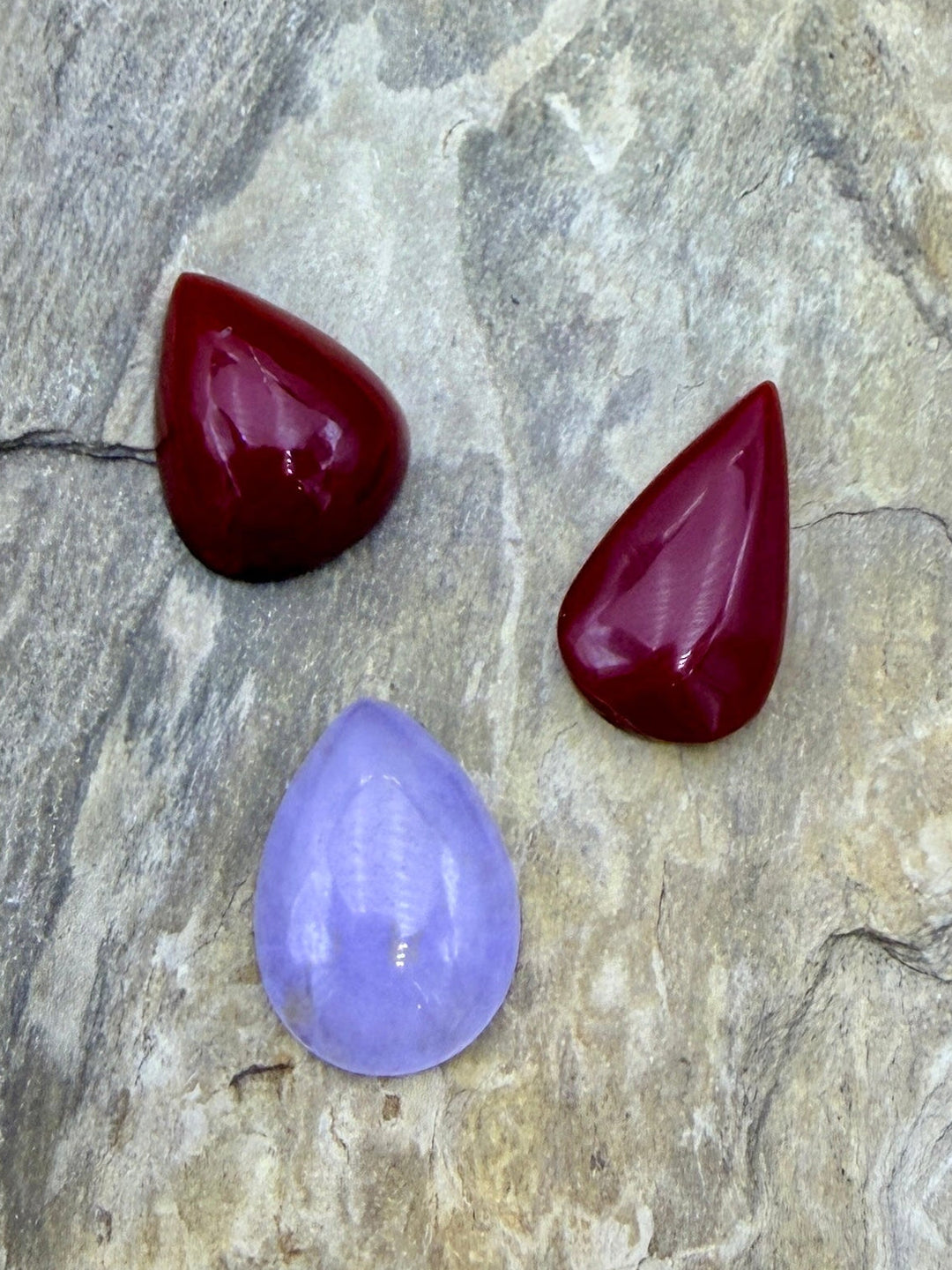 FRIDAY BARGAIN BUY 3 Designer Teardrop Cabochons Rosarita
