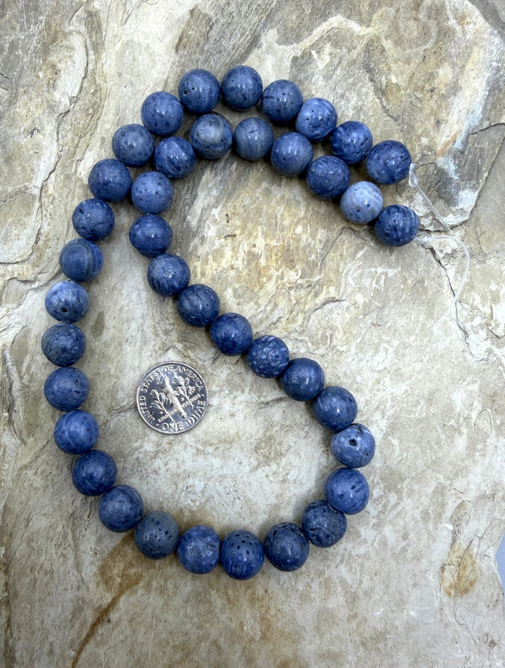 FRIDAY BARGAIN BUY Blue Sponge Coral 10mm Round Beads 15.5