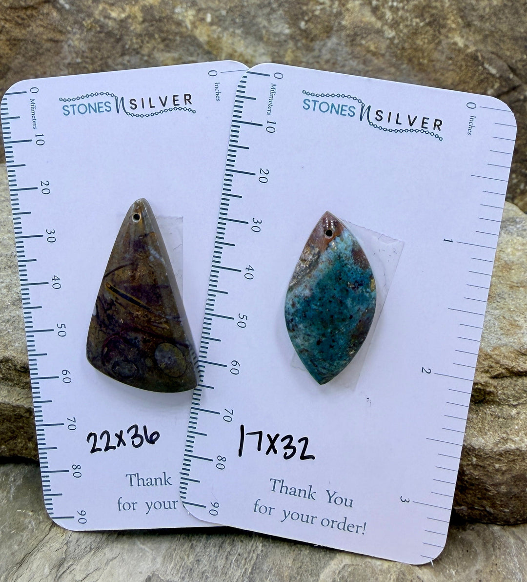 FRIDAY BARGAIN BUY LOT of 2 Focal Peandant Beads Fossil