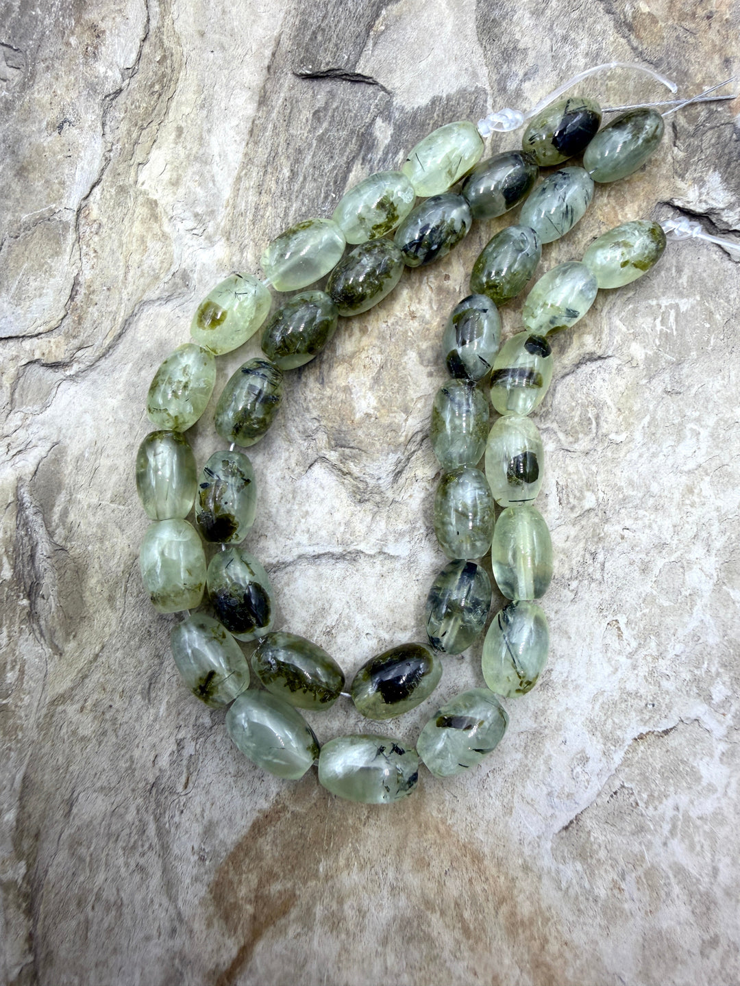 FRIDAY BARGAIN BUY LOT of 2 Prehnite 8x12mm Oval Beads 8