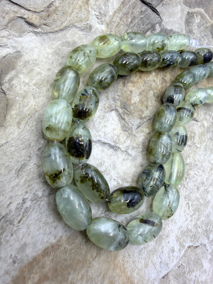 FRIDAY BARGAIN BUY LOT of 2 Prehnite 8x12mm Oval Beads 8