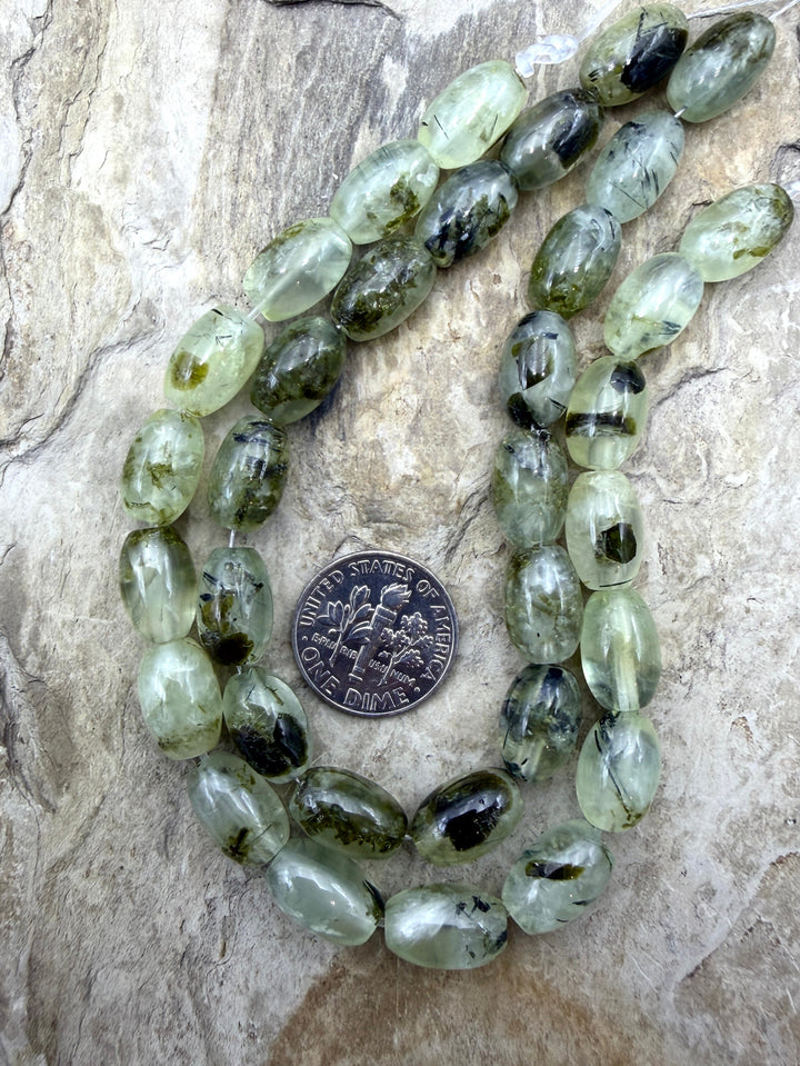 FRIDAY BARGAIN BUY LOT of 2 Prehnite 8x12mm Oval Beads 8