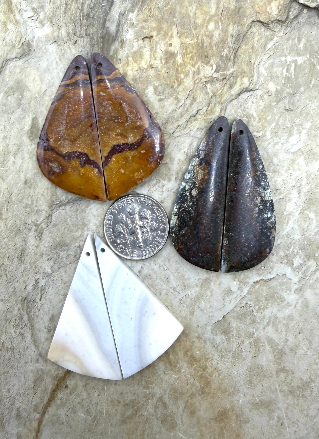 FRIDAY BARGAIN BUY LOT of 3 Matching Earring Slab Bead