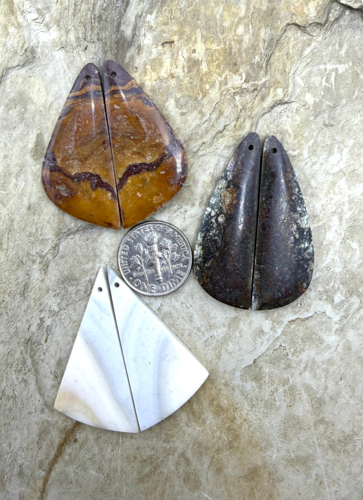 FRIDAY BARGAIN BUY LOT of 3 Matching Earring Slab Bead