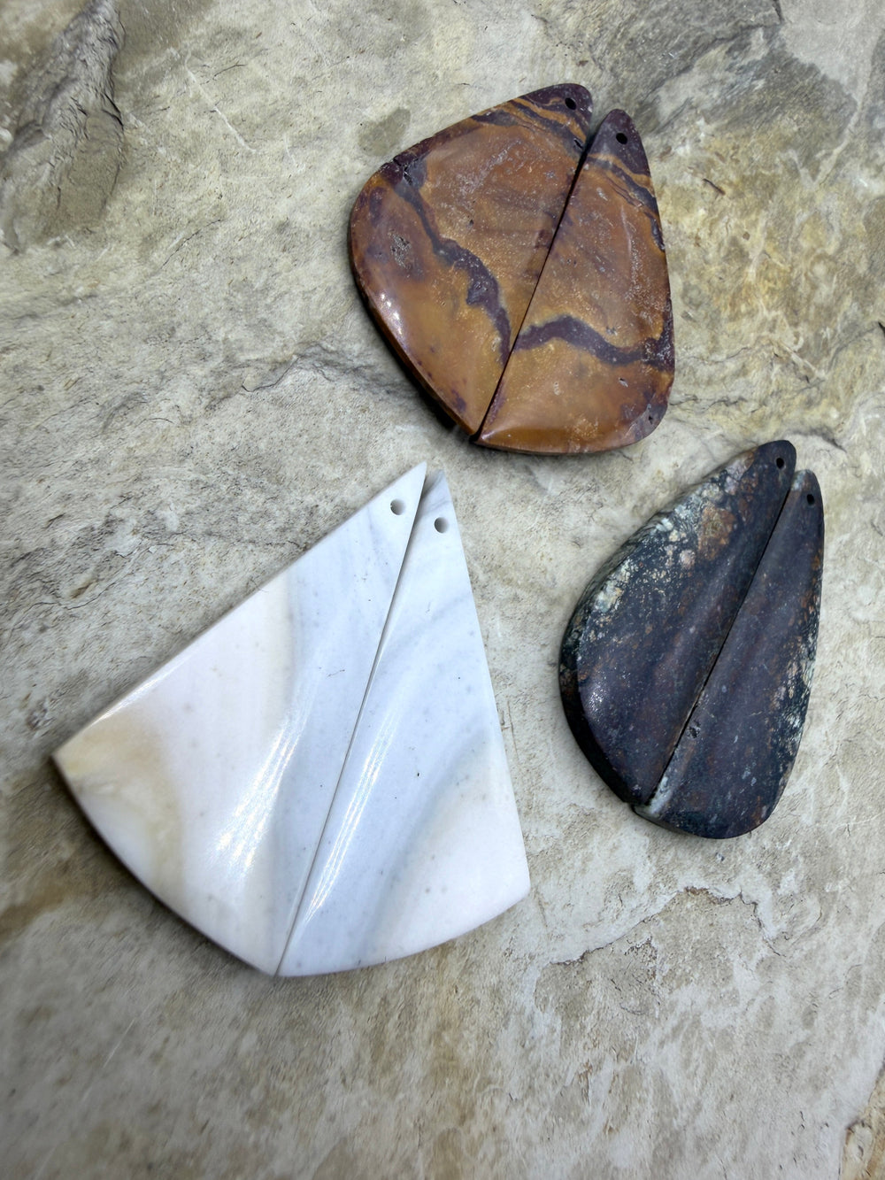 FRIDAY BARGAIN BUY LOT of 3 Matching Earring Slab Bead