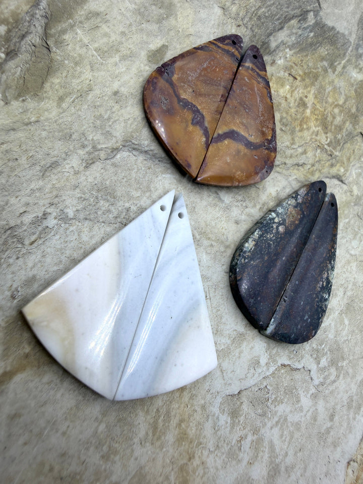 FRIDAY BARGAIN BUY LOT of 3 Matching Earring Slab Bead