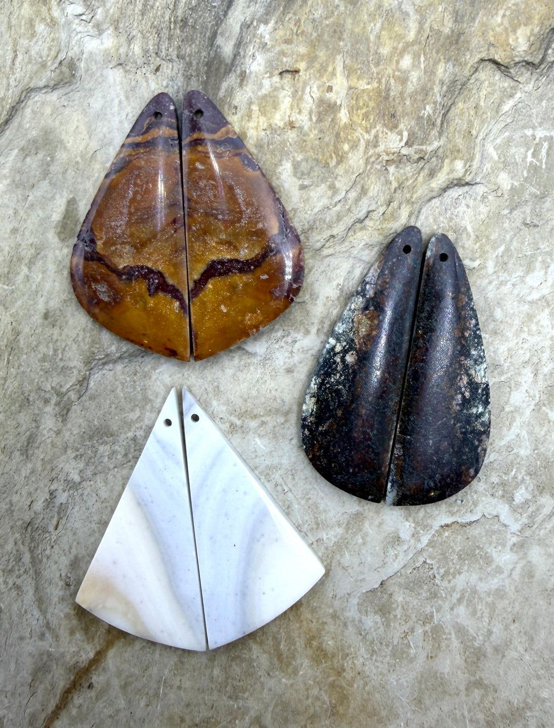 FRIDAY BARGAIN BUY LOT of 3 Matching Earring Slab Bead