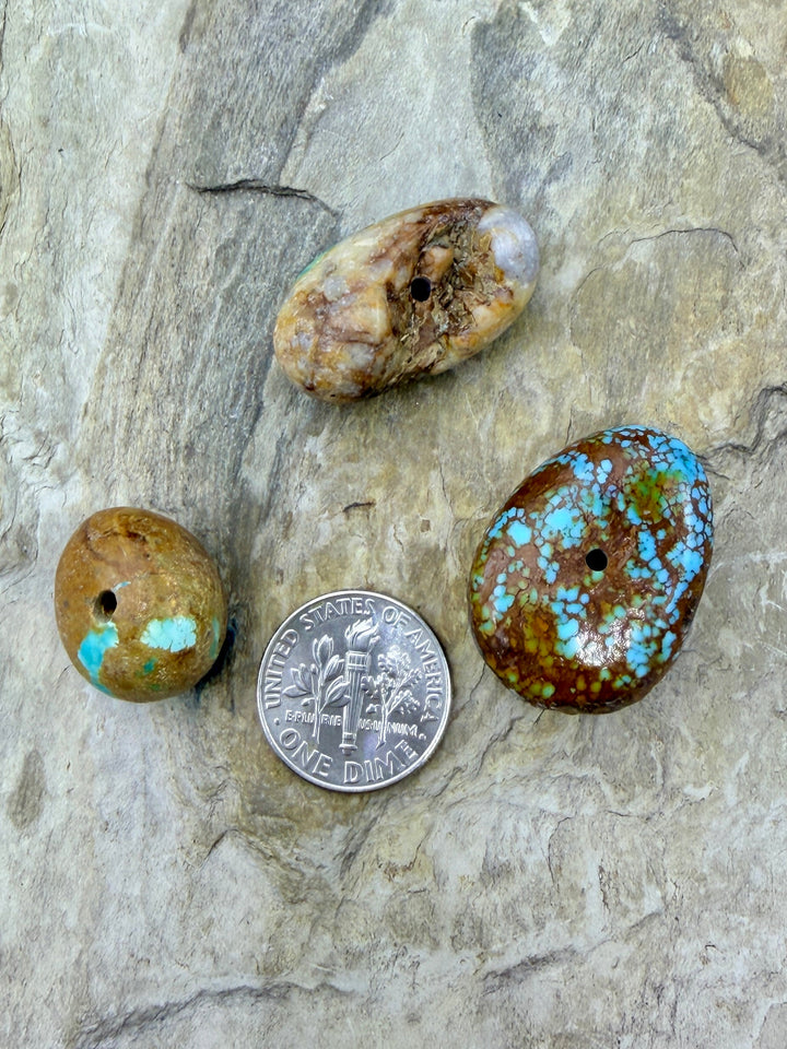 FRIDAY BARGAIN BUY LOT of 3 Royston Turquoise Beads - Mixed