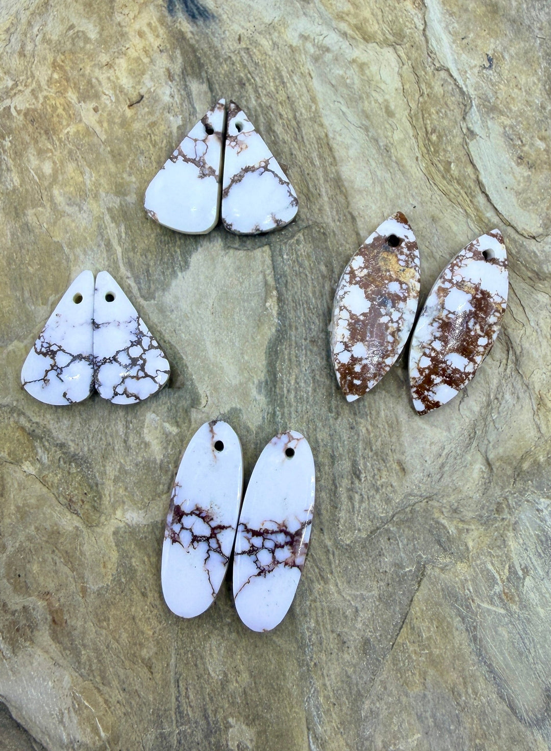 FRIDAY BARGAIN BUY LOT of 4 Matched Earring Slab Bead Pairs