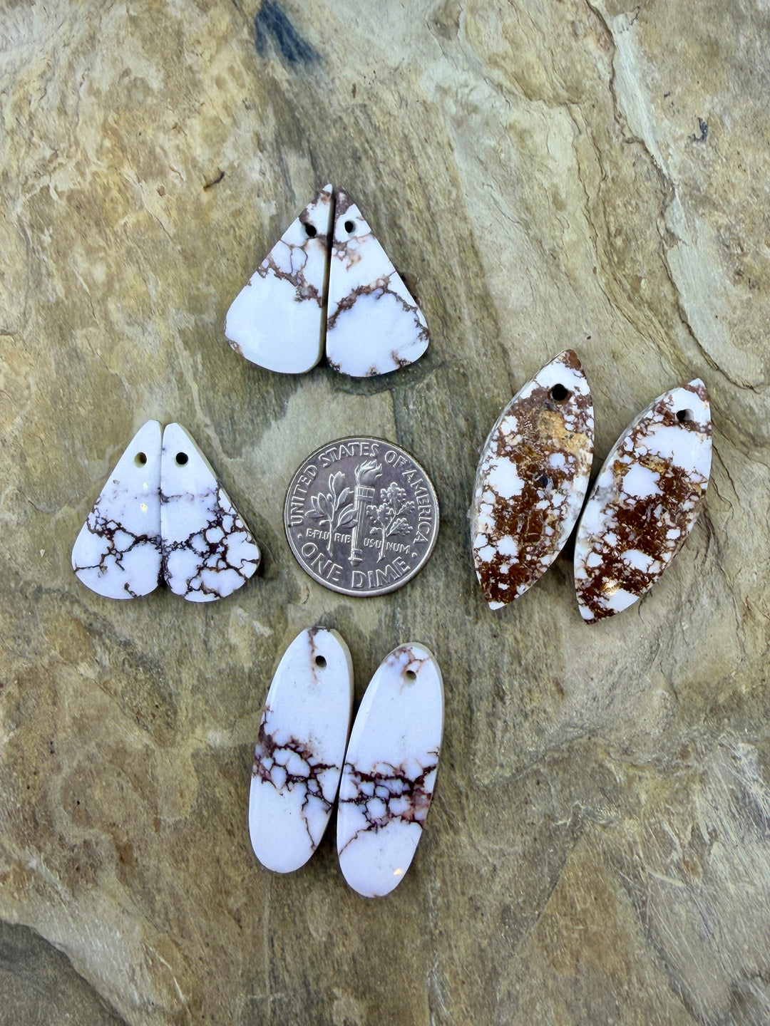 FRIDAY BARGAIN BUY LOT of 4 Matched Earring Slab Bead Pairs