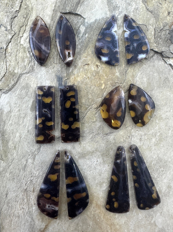 Orbicular Agate BIG (Indonesia) Earring Slab Bead Pair
