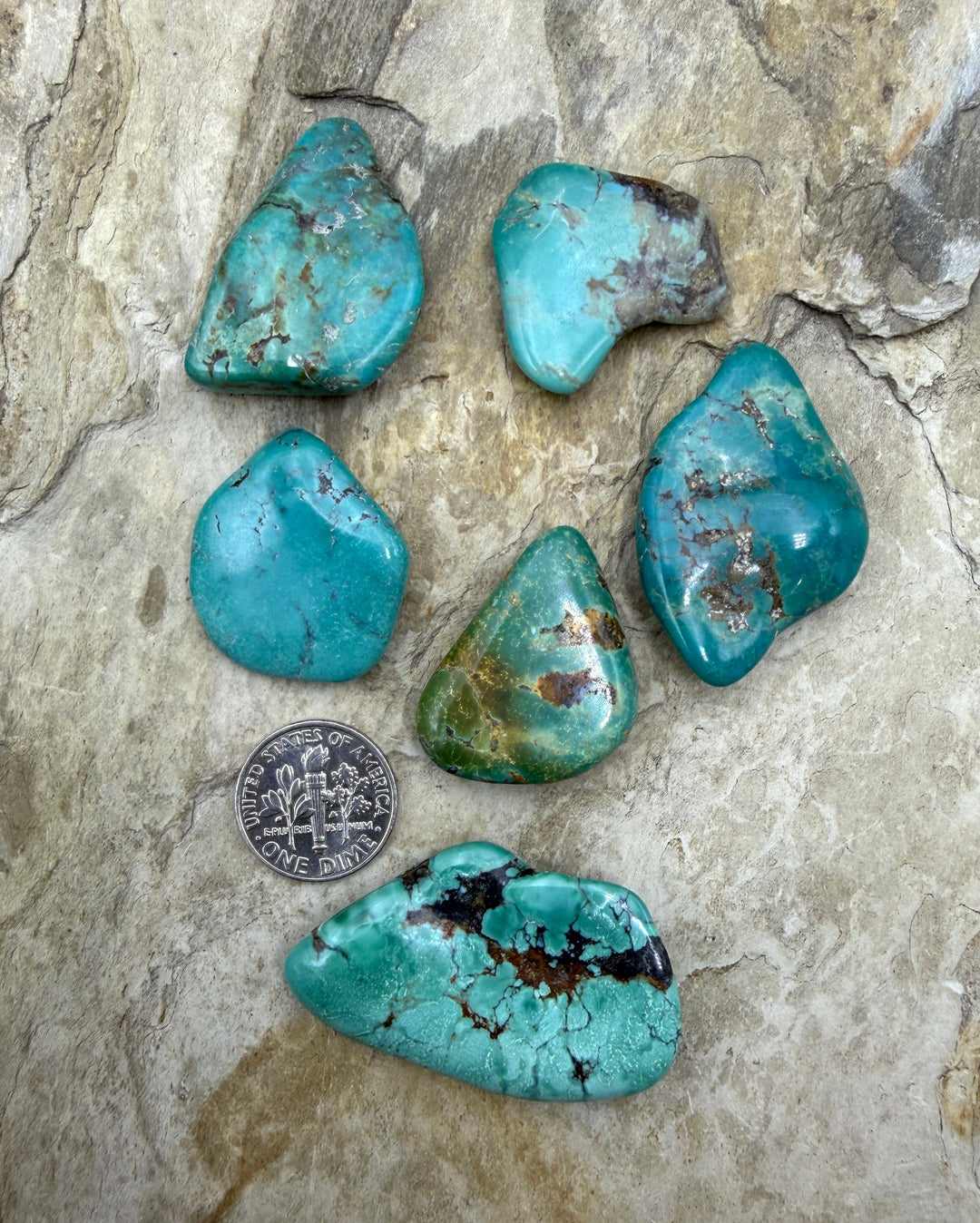 FRIDAY BARGAIN Hubei Turquoise (China) LOT of 6 Polished