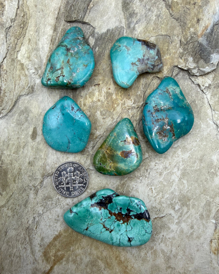 FRIDAY BARGAIN Hubei Turquoise (China) LOT of 6 Polished
