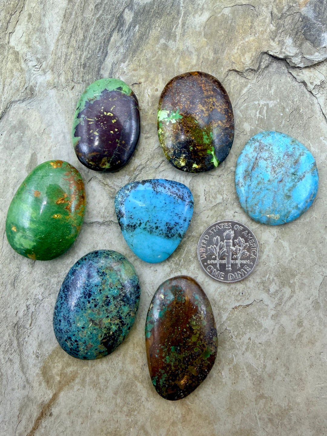 FRIDAY BARGAIN Hubei Turquoise (China) LOT of 7 Cabochons