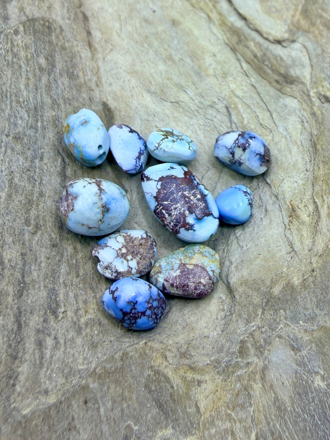 FRIDAY BARGAIN LOT of 10 Golden Hills Turquoise Rounded