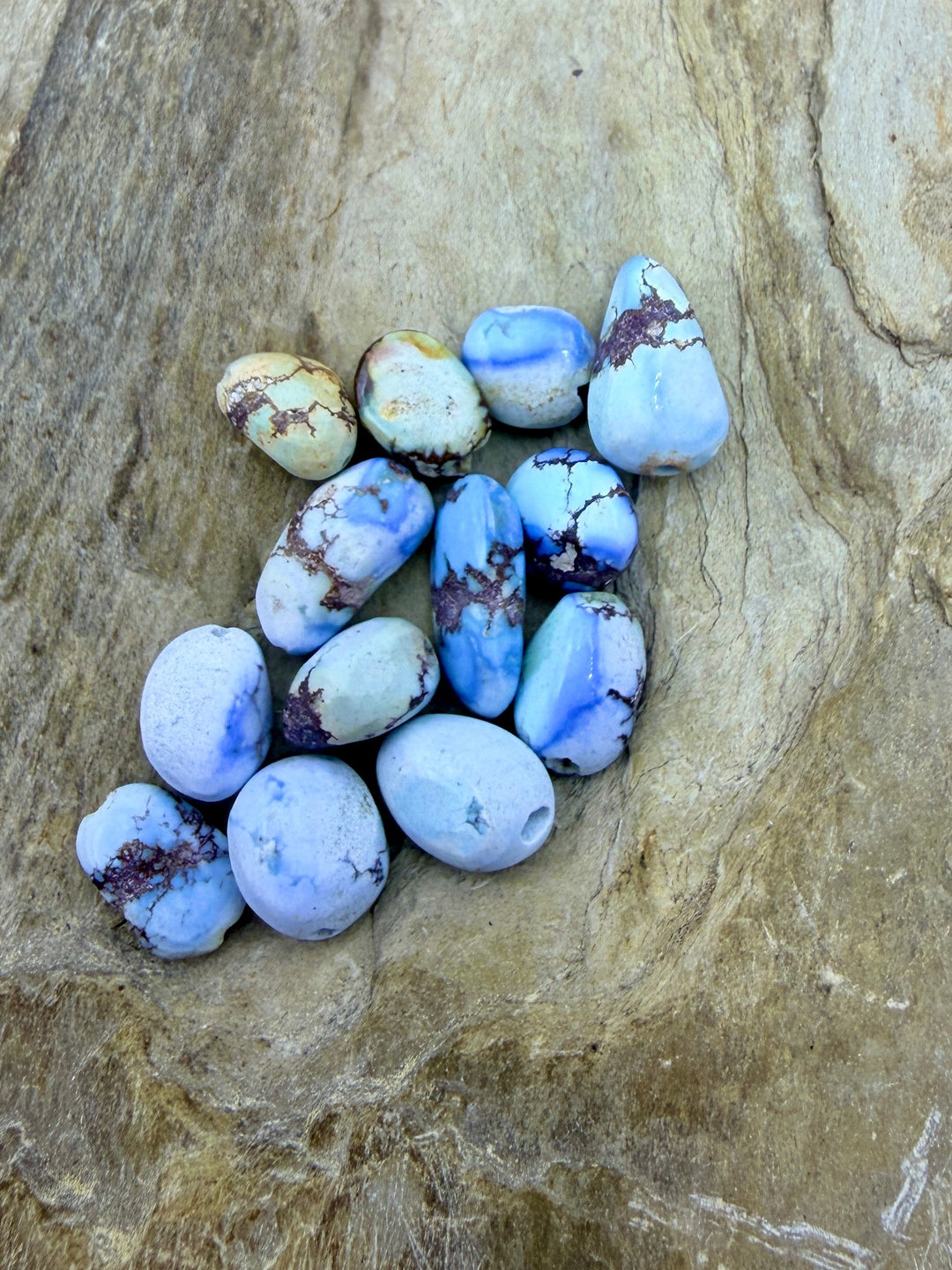 FRIDAY BARGAIN LOT of 13 Golden Hills Turquoise Rounded